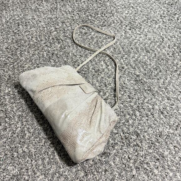 VTG Hobo International Shoulder Bag Frame Snake Skin Leather Print Beige New - Picture 2 of 10